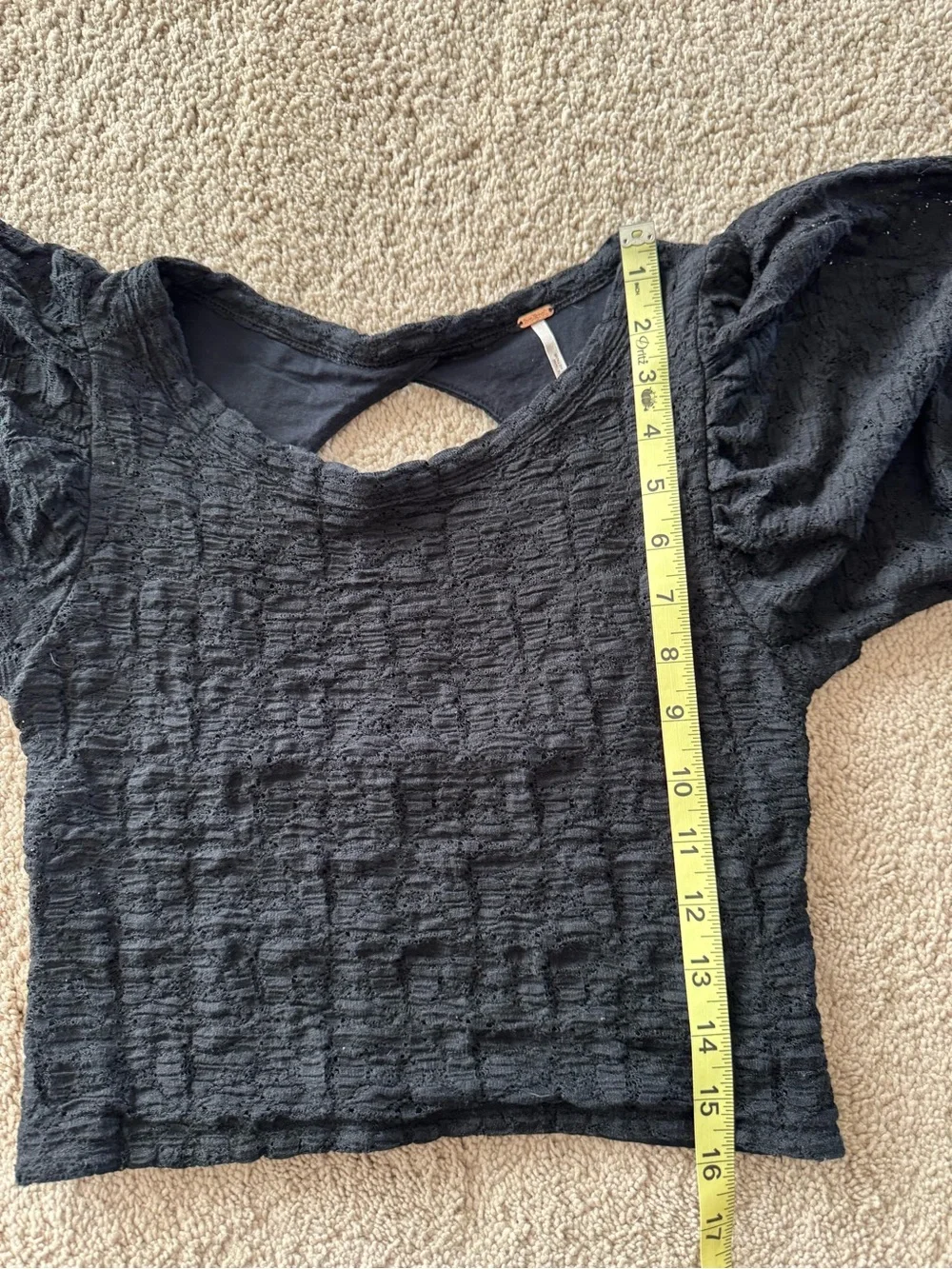 Free People Tea Time Round Neck Long Sleeve Lace Top - XS